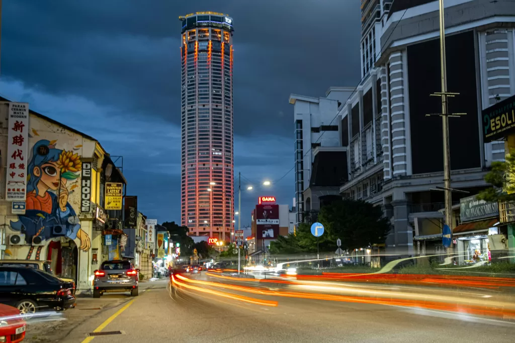 Penang, Night view busy street